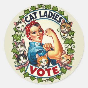 Cat Ladies Vote Ronde Sticker
