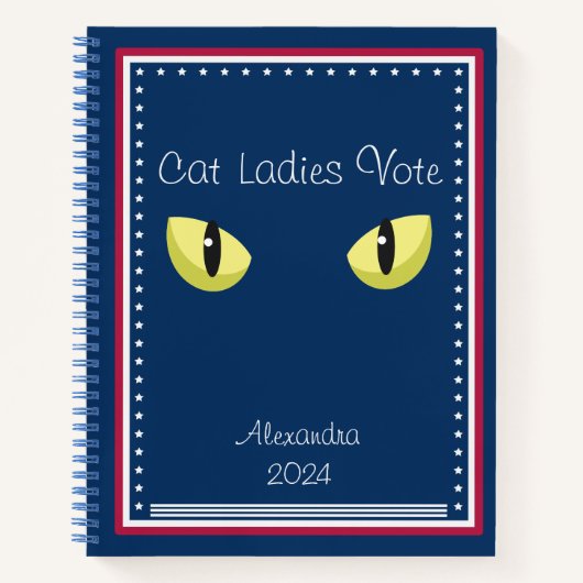 Cat Ladies Vote Script Cat Eyes Bold Schattige Fem Notitieboek (Voorkant)