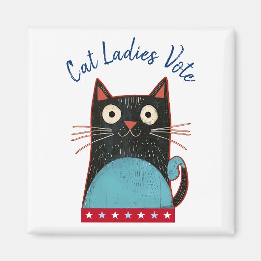Cat Ladies Vote Script Feministisch Rustiek Grappi Magneet (Voorkant)
