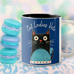 Cat Ladies Vote Script Feministisch Rustiek Schatt Tweekleurige Koffiemok