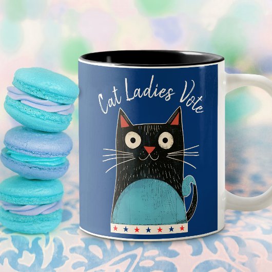 Cat Ladies Vote Script Feministisch Rustiek Schatt Tweekleurige Koffiemok