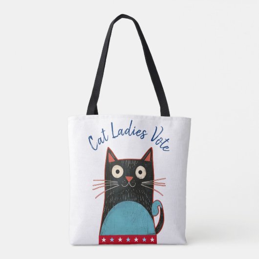 Cat Ladies Vote Script Feministisch Rustiek vet Sc Tote Bag (Achterkant)