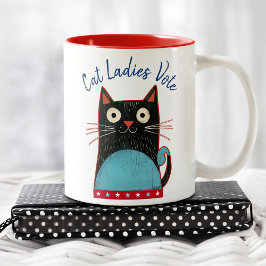 Cat Ladies Vote Script Rustic Bold Schattige Femin Tweekleurige Koffiemok