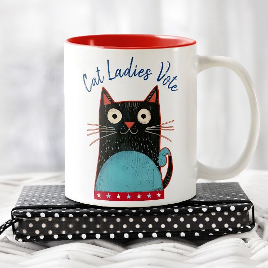 Cat Ladies Vote Script Rustic Bold Schattige Femin Tweekleurige Koffiemok