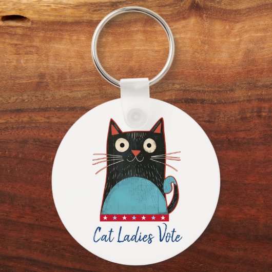 Cat Ladies Vote Script Rustic Bold Schattige Patri Sleutelhanger (Voorkant)