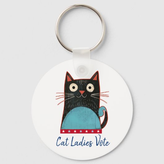 Cat Ladies Vote Script Rustic Bold Schattige Patri Sleutelhanger (Achterkant)