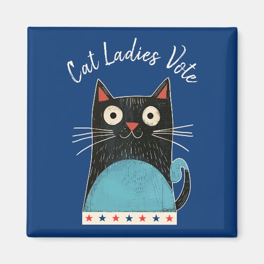Cat Ladies Vote Script Rustiek Feministisch Schatt Magneet (Voorkant)
