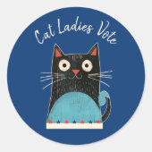 Cat Ladies Vote Script Rustiek Feministisch Schatt Ronde Sticker (Voorkant)