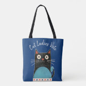Cat Ladies Vote Script Rustiek Feministisch Schatt Tote Bag (Achterkant)