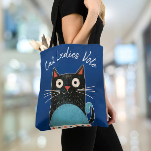 Cat Ladies Vote Script Rustiek Feministisch Schatt Tote Bag