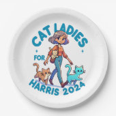 Cat Ladies Walk met Kamala Harris Schattige Papieren Bordje (Voorkant)