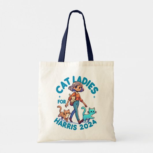 Cat Ladies Walk met Kamala Harris Schattigee Canva Tote Bag (Achterkant)