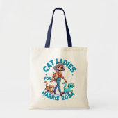 Cat Ladies Walk met Kamala Harris Schattigee Canva Tote Bag (Voorkant)