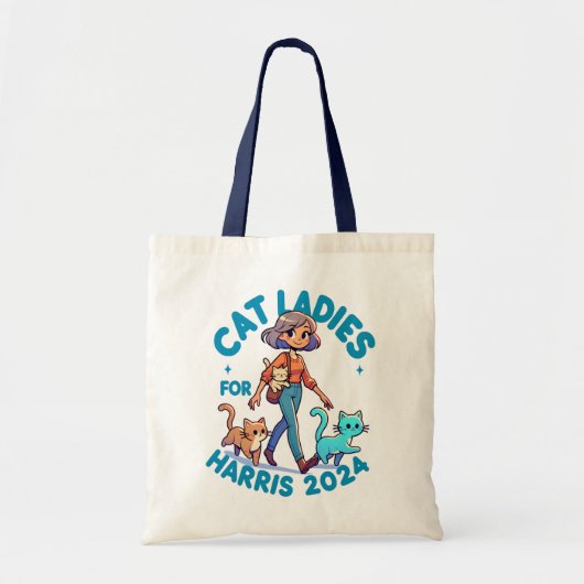 Cat Ladies Walk met Kamala Harris Schattigee Canva Tote Bag (Voorkant)