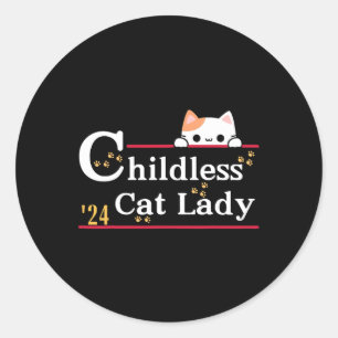 Cat Lady 2024 Grappige Politieke Verkiezingen Demo Ronde Sticker