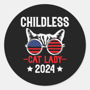 Cat Lady 2024 Grappige Politieke Verkiezingen Demo Ronde Sticker