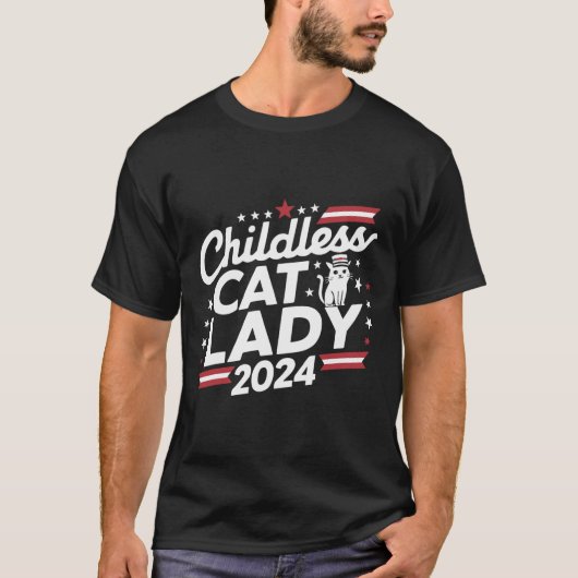 Cat Lady 2024 Grappige Politieke Verkiezingen Demo T-shirt (Voorkant)