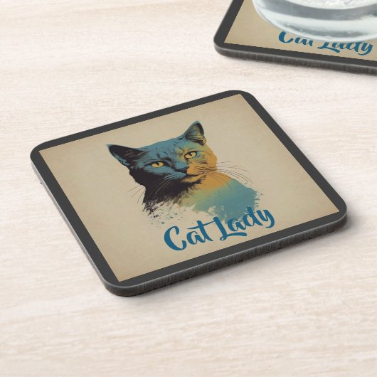 Cat Lady Beverage Coaster Bier Onderzetter (Linkerzijde)