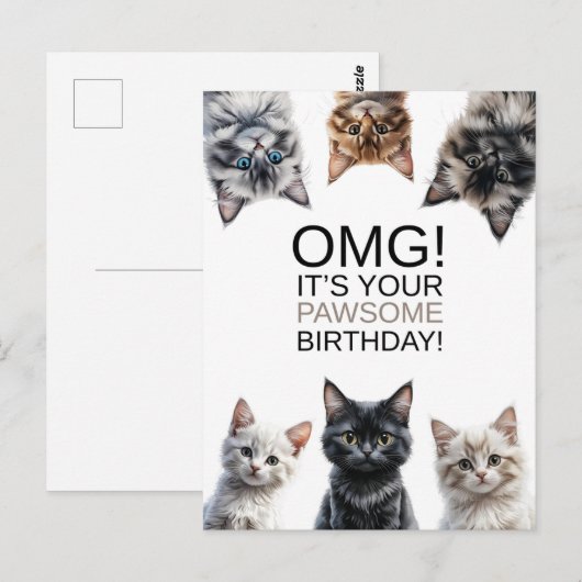 Cat Lady Birthday | OMG! Het is jouw geboortedag g Briefkaart (Voorkant / Achterkant)