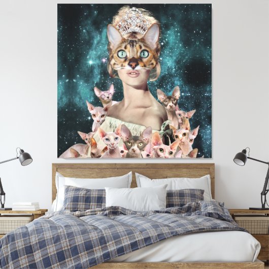Cat Lady Canvas Afdruk (Insitu (Slaapkamer))