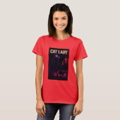 Cat Lady -Cats Art Lover- City Night Comic Graphic T-shirt (Voorkant volledig)