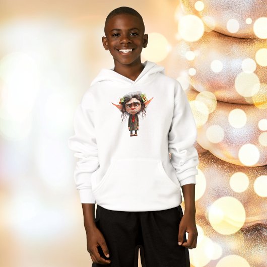 Cat Lady Christmas Elf Boy's Hoodie