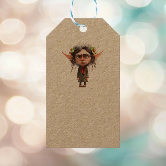 Cat Lady Christmas Elf Kraft Gift Labels Cadeaulabel