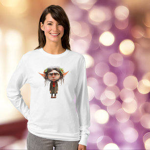 Cat Lady Christmas Elf Vrouwen T-shirt
