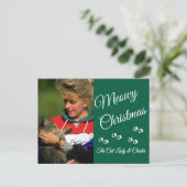 Cat Lady Christmas Photo Holiday Paw Prints Green Briefkaart (Staand voorkant)