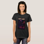 Cat Lady City Night Comic | Graphic Cats Mom Lover T-shirt (Voorkant volledig)