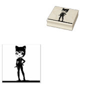 CAT LADY CUTE RUBBER STAMP RUBBERSTEMPEL (Gestempeld)