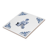 Cat Lady Delft Hoek Blauw en Wit Tegeltje (Zijkant)