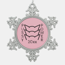 Cat Lady Ears Roze Verzet Vrouwen Protest Tin Sneeuwvlok Ornament