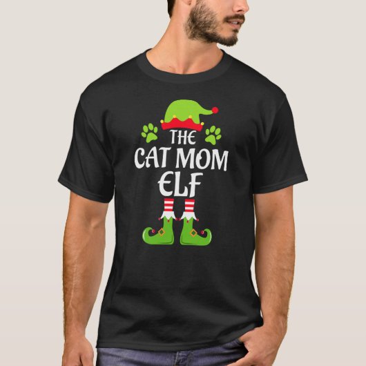 Cat Lady Elf Matching Family Group Christmas Party T-shirt (Voorkant)