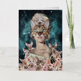 Cat Lady Folie Feestdagenkaart