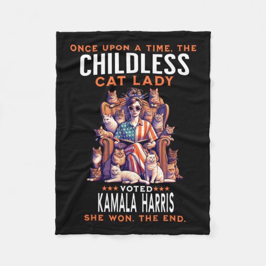 Cat Lady Funny Kamala Harris 2024 Katteneigenaar Fleece Deken (Voorkant)