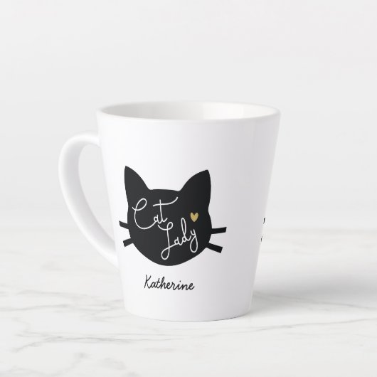Cat Lady Gepersonaliseerd Latte Mok (Linkerhoek)
