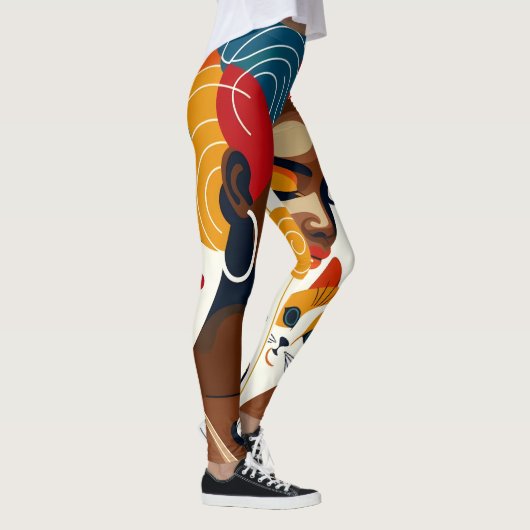 Cat Lady grafische illustratie Leggings (Rechts)