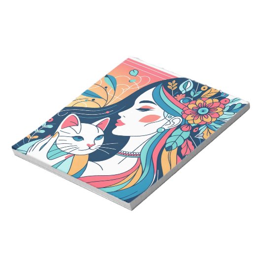 Cat Lady grafische illustratie Notitieblok (Linkerzijde)