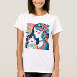 Cat Lady grafische illustratie T-shirt