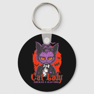 Cat Lady Halloween Feministische Kinderloze Kat Da Sleutelhanger