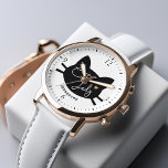 Cat Lady Horloge<br><div class="desc">Cat head silhouette "Cat Lady" design in schattig script font en een klein gouden hart.</div>