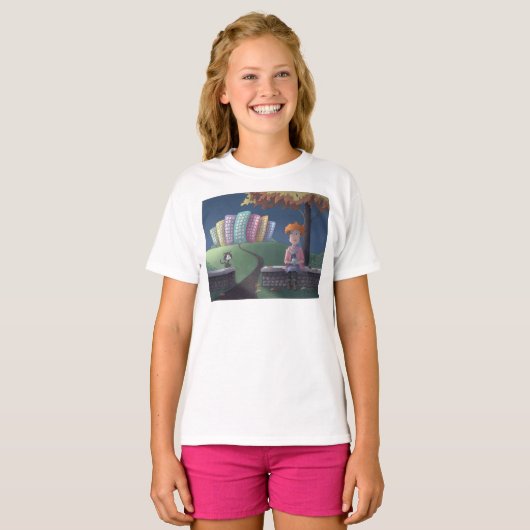 Cat Lady in het park T-Shirt (Voorkant volledig)