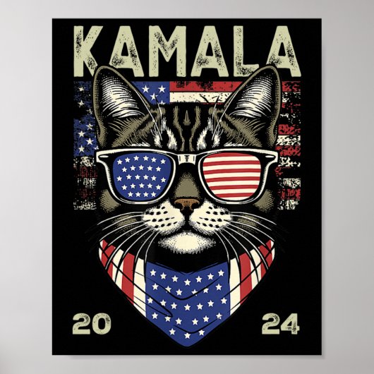 Cat Lady Kamala-harris 2024 Amerikaanse vlag Schat Poster (Voorkant)