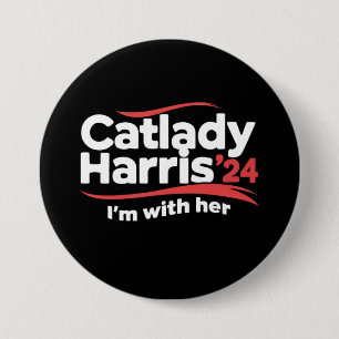 Cat Lady Kamala Harris 2024 Ik ben bij haar Ronde Button 7,6 Cm