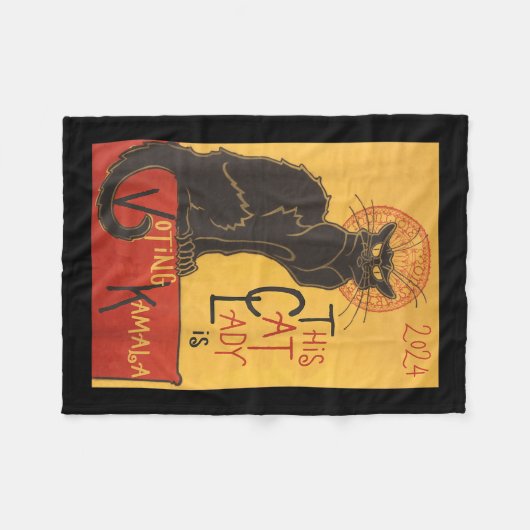 Cat Lady Kamala Le Chat Noir Grappige Stemming Fleece Deken (Voorkant (Horizontaal))