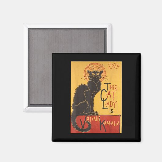 Cat Lady Kamala Le Chat Noir Grappige Stemming Magneet (Voorkant / Achterkant)