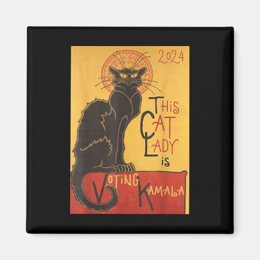 Cat Lady Kamala Le Chat Noir Grappige Stemming Magneet (Voorkant)