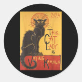 Cat Lady Kamala Le Chat Noir Grappige Stemming Ronde Sticker (Voorkant)