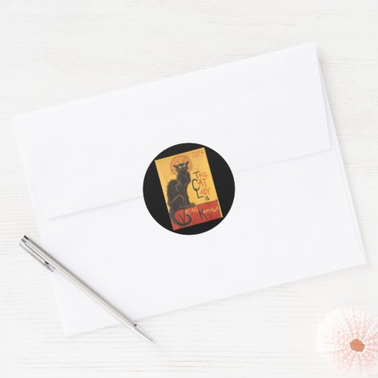 Cat Lady Kamala Le Chat Noir Grappige Stemming Ronde Sticker (Envelop)